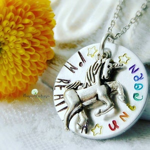 Unicorn Necklace, Rainbow Necklace, Unicorn Charm, Fantasy Jewelry, Geek Jewelry, Unicorn Lover Gift, Mythical Creature, ROYGBIV Necklace image 1