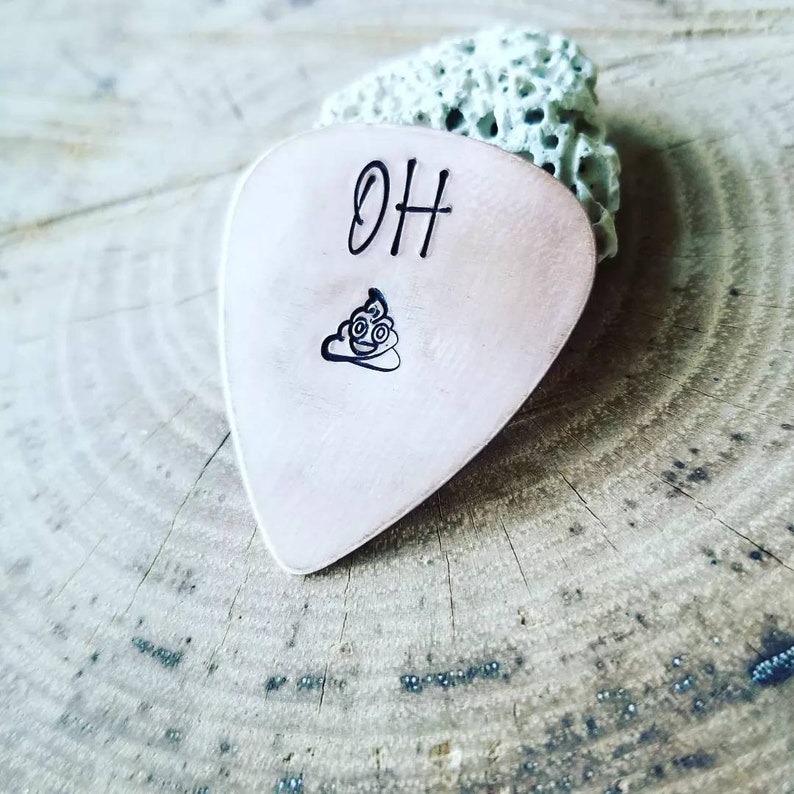 Guitar Pick, Personalized Pick, Custom Pick, Gift for Men, Gift For Dad, Customized Plectrum, Music Lover, Hand Stamped Pick, Guitarist Gift image 1