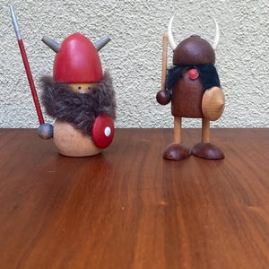 Vintage Danish Teak Viking Figures: Handcrafted Wood Warriors