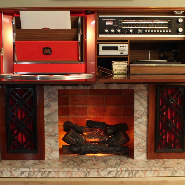 HiFi by the Koronette Co. of Germany - Stereo/Record Player/8 Track/Cocktail Bar/Fireplace