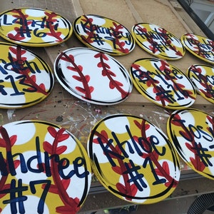 Softball door hanger - softball gift - team gift - mini softball sign