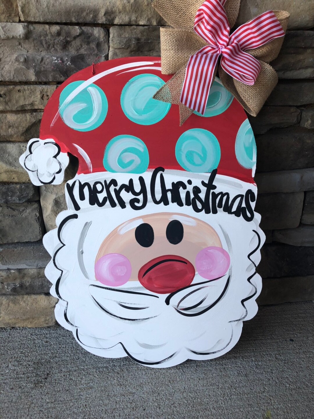 Santa Door Hanger Santa Claus Wreath Christmas Door Hanger Etsy