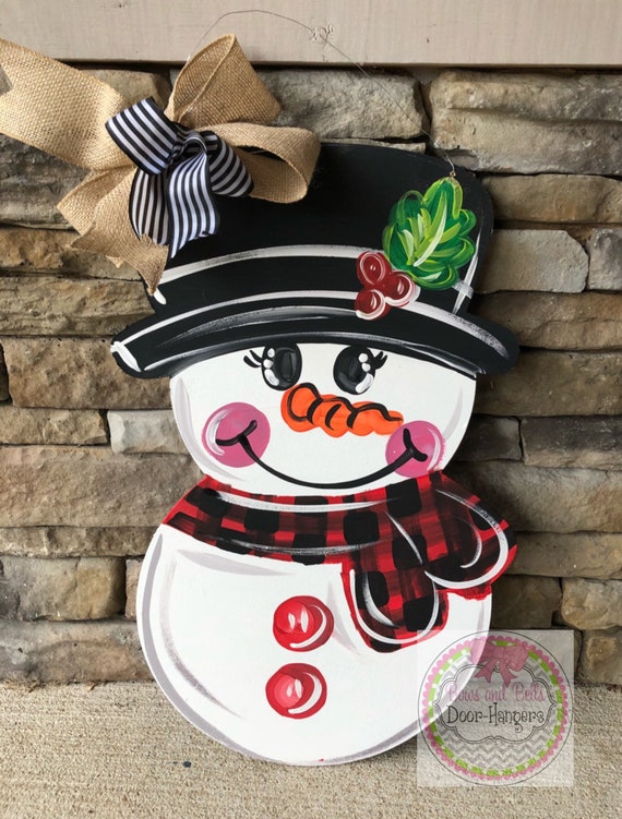 G.DeBrekht 8198801H Rustic Happy Snowman Wooden Decorative Door Hanger