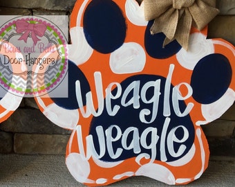 Auburn door hanger | auburn decor | Paw print door hanger | tiger paw, tiger paw decor, door hanger, door sign, door wreath