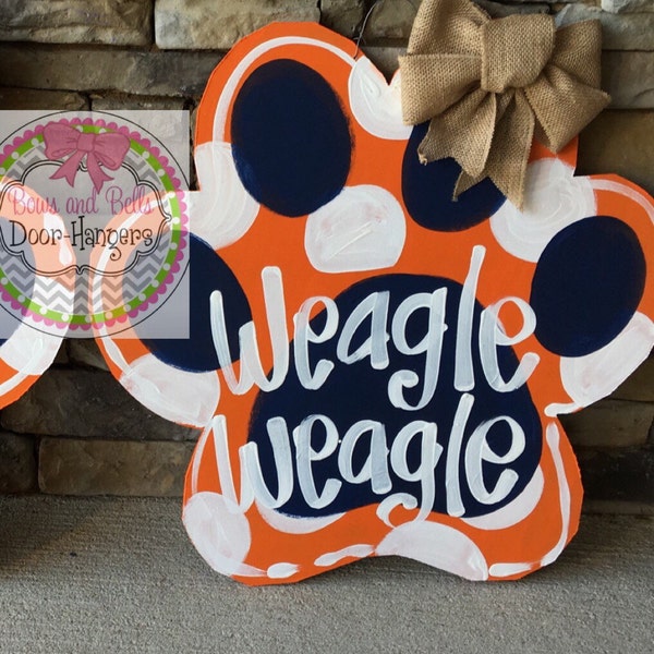 Auburn door hanger | auburn decor | Paw print door hanger | tiger paw, tiger paw decor, door hanger, door sign, door wreath