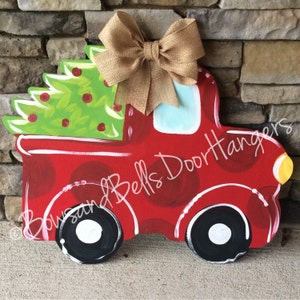 Christmas tree truck doorhanger | truck door hanger | Christmas door hanger | winter wreath | mason jar door hanger | Christmas decor