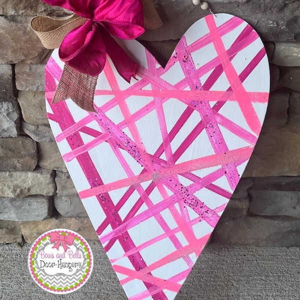 Heart Doorhanger | valentine front door decor | Valentines Day Door Hanger| Heart Strings Wreath| Valentines Decor| Valentines Wreath