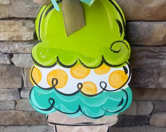 Ice Cream Cone Door Hanger | Bright Summer Front Porch Decoration