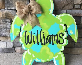 Sea Turtle door hanger, summer door hanger, summer wreath, sea turtle sign , sea turtle