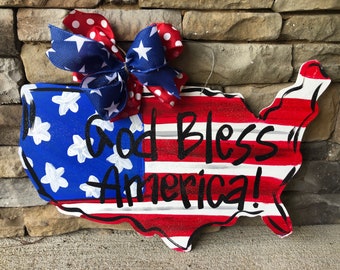 USA door hanger - Patriotic Flag door hanger - American door hanger - Fourth Of July door wreath - 4th of July wreath