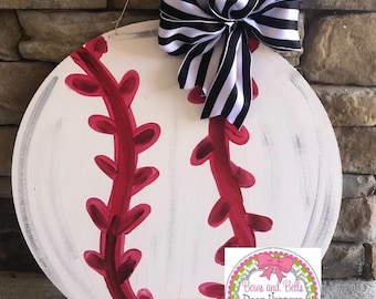 Baseball door hanger - baseball wreath - door sign - baseball - team sign