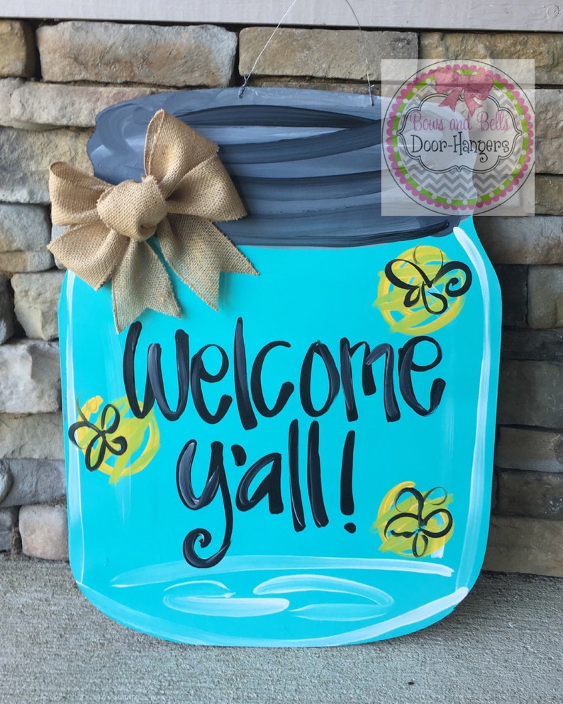 Mason Jar Door Hanger Summer Door Hanger Summer Wreath Etsy