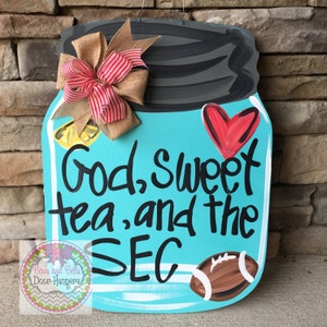 Football door hanger, Mason Jar door hanger, summer door hanger, summer wreath, southern door hanger