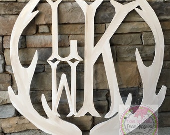 Deer antler monogram, nursery monogram, deer nursery sign, door hanger, nursery decor