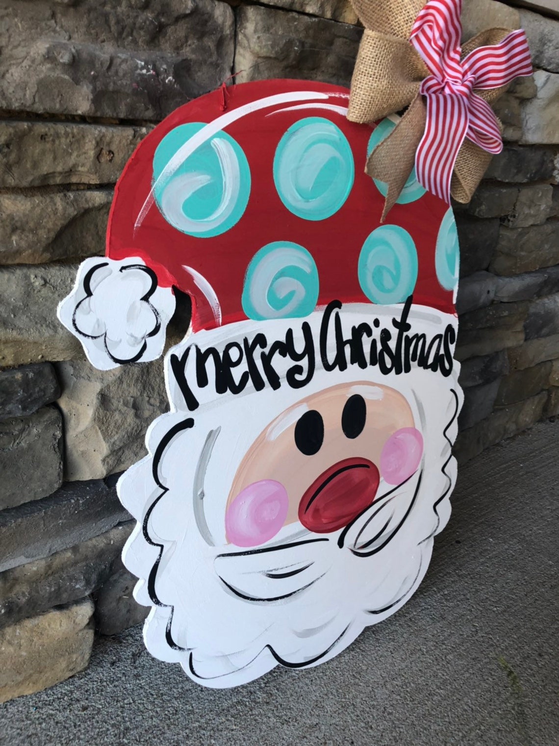 Santa Door Hanger Santa Claus Wreath Christmas Door Hanger Etsy