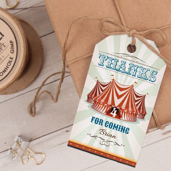 Circus Favor Tag, Circus Thank You Tag, Carnival Favor Tag, Carnival Thank You Tag INSTANT DOWNLOAD you personalize at home Il_570xn