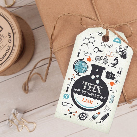 Science Favor Tag, Science Thank You Tag, Science Party Favors PDF template Instant DOWNLOAD you personalize at home Il_570xn