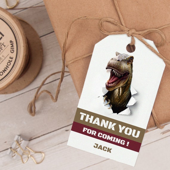 Dinosaur Favor Tag, Dinosaur Thank You Tag, Dinosaur Party Favor, Trex Favor Tag, editable INSTANT DOWNLOAD printable template Il_570xn