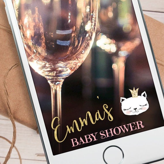 Little Cat Princess Baby Shower Snapchat GeoFilter with Gold Crown, INSTANT ACCESS Editable Filter Il_570xn