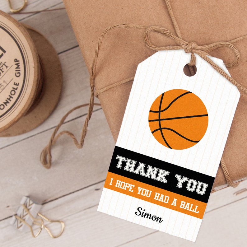 Basketball Favor Tag Basketball Thank You Tag Basketball Etsy
