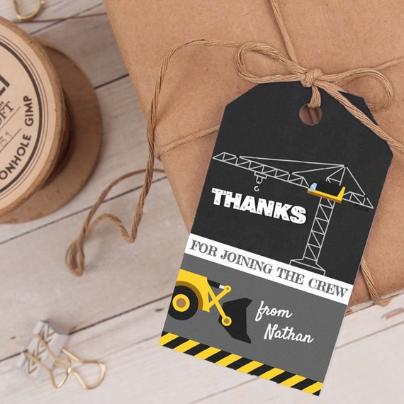 Construction Favor Tag, Construction Thank You Tag, Construction Party Favor INSTANT DOWNLOAD you personalize at home Il_570xn