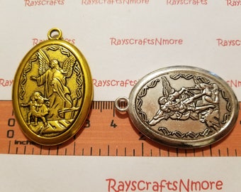 1 St. Michael der Erzengel Anhänger - 47 x 32 mm 4 mm Dicke Antikes Gold oder Silber bleifreies Zinn. SLR0544.