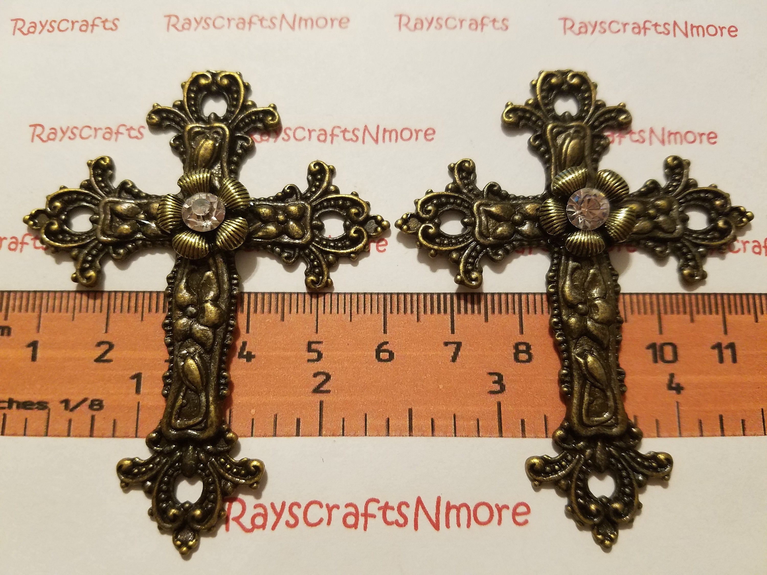 2 pcs Large Fleur de lis FLower Textured Cross with | Etsy