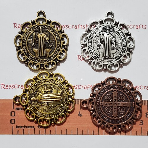 Large Saint Benedict Medal - 2 Inch Diameter Antique Bronze, Made In Italy, For Necklace Or Keychain