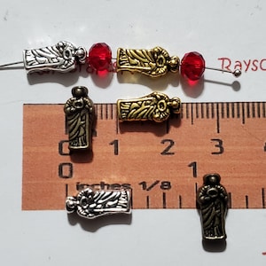 16 pcs - St Jude Spacer Beads,San Judas  Spacer Bead - 12x6mm 2.7mm Thick 1mm Hole Antique Bronze, Gold or Silver Lead Free Pewter.SLR0881
