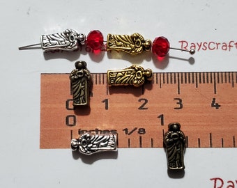 16 pcs  St Jude Spacer Beads,San Judas  Spacer Bead - 12x6mm 2.7mm Thick 1mm Hole Antique Bronze, Gold or Silver Lead Free Pewter SLR0881