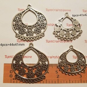 11 Loops Large Teardrop Connector, Teardrop Link Connector - 44x41mm of 4 pcs or 41x42 of 6 pcs -Antique Silver Lead Free Pewter. SLR0378.