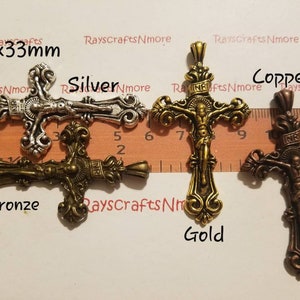 4 st: groot kruisbeeld, groot kruis, kruishanger, rozenkrans kruisbeeld-60 x 33 mm Antiek brons, koper, goud of zilver, loodvrij tinnen.SLR0707