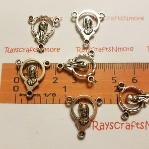 14 pcs - Double Sided Ave Maria  Rosary Center, Rosary  Centerpiece Link - 20x18mm 3mm Thickness Antique Silver Lead free Pewter. SLR0786