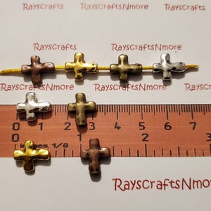 20 pcs -Reversible Cross Beads Spacer, Slider Cross Bead - 13x11mm Antique Bronze,Copper,Yellow Gold Tone or Silver Lead Free Pewter SLR0415