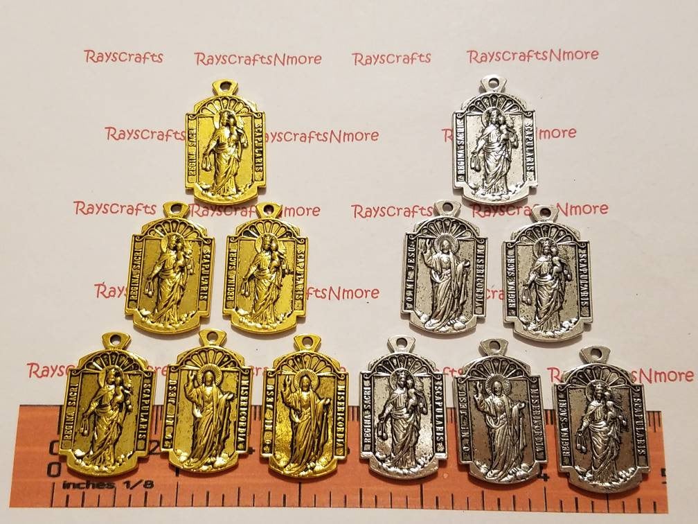 5 Pcs Sacred Heart of Jesus and Blessed Virgin Mary Medal Pendant ...