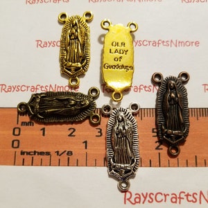 5 pcs Our Lady of Guadalupe Rosary Centerpiece,Rosary Center-30x14mm 4mm Thick Antique Bronze,Copper,Gold or Silver Lead Free Pewter SLR0400