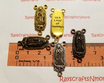 5 pcs Our Lady of Guadalupe Rosary Centerpiece,Rosary Center-30x14mm 4mm Thick Antique Bronze,Copper,Gold or Silver Lead Free Pewter SLR0400