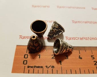 8 piezas - Tapas de cuentas grandes, conos de cuentas, cono de tapa de extremo - 21 x 14 mm, abertura de 13 mm, acabado en cobre antiguo o plata, peltre sin plomo. SLR0659