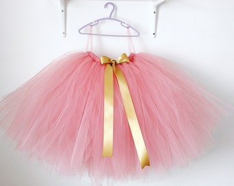 Long dusky rose tutu, blush flower girl dress, flower girl tutu, antique pink tutu, dusty pink girls tutu, bridesmaid tutu, birthday tutu