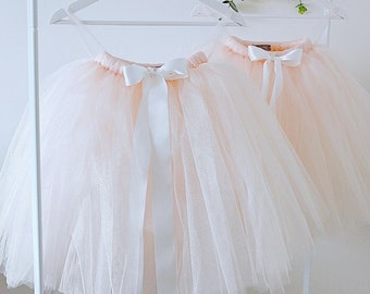 Girls tulle skirt, flower girl tutu, wedding tutu, champagne tutu, tutu for girls, flower girl dress, tulle skirt, shimmer blush peach tutu