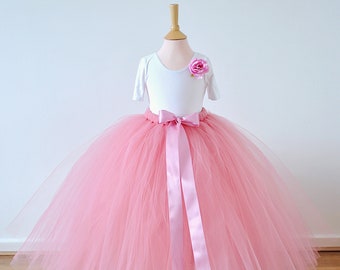 Luxury dusky pink tutu flower girl tulle skirt, blossom flower girl tutu outfit, blush wedding dress, ballet tutu, handmade tutu shop uk