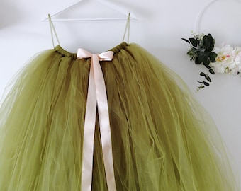 Green flower girl dresses wedding dark green tutus for girls olive tulle maxi skirt for special occasion khaki moss tutu skirt handmade uk