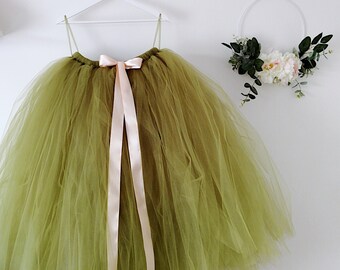 Olive green tutu, flower girl tutu, flower girl dress, girls tutu, army green tutu, tulle skirt, wedding tutu, birthday tutu, handmade tutu