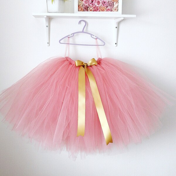 Long dusky rose tutu, blush flower girl dress, flower girl tutu, antique pink tutu, dusty pink girls tutu, bridesmaid tutu, birthday tutu