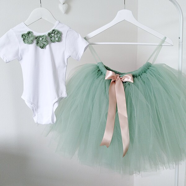 Sage green tutu, girls tutu skirt, flower girl tutu, sage green flower girl dress, wedding tutu, green tulle skirt, girls tutu, baby tutu