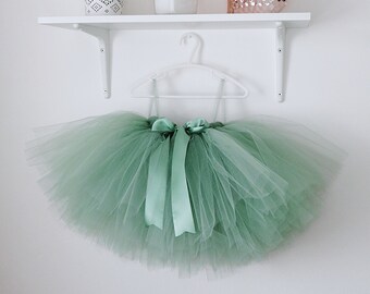 Beach wedding sage green flower girl tutu, occasion dress, girl tulle skirt, bridesmaid girl tutu, bohemian girl dress, tutu for girls