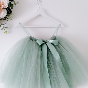 Sage green tutu, flower girl dress, green tulle skirt, flower girl tutu, bridesmaid tutu, long sage tutu, sage wedding tutu, baby tutu