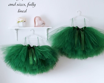 Dark Green Tutu Tulle Flower Girl, Forest Green Girl Tutu, Flower Girl Tutu, Long Tutu, Handmade Tutu, Fairy Girls Tutu Dress, Olive Green