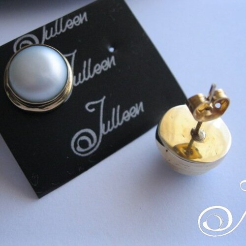 11 mm Silver Grey Full Dome Pearl, Double Bezel Set, Hallmarked 925 and Gold Vermeil hotsell Pearl Earring by Julleen Jewels