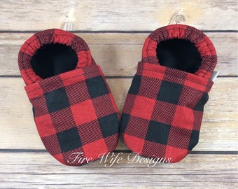 baby bear buffalo plaid slippers